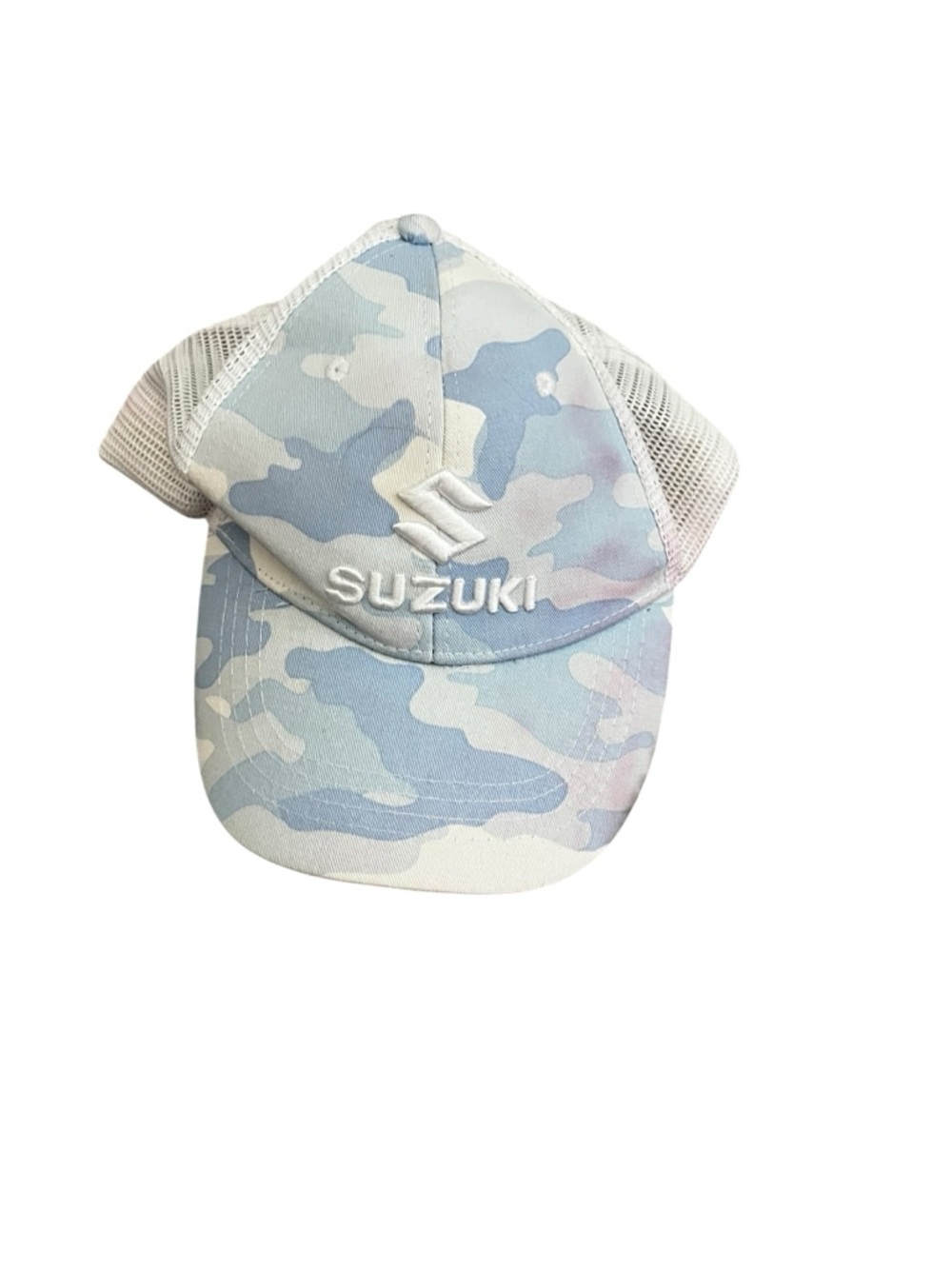 Blue camo Suzuki trucker baseball cap hat